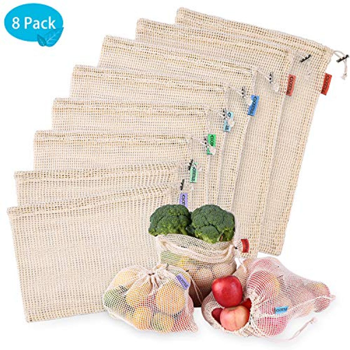 Lugar esonmus Bolsas de la Compra Reutilizables 8PCS Bolsas Reutilizables de Productos de