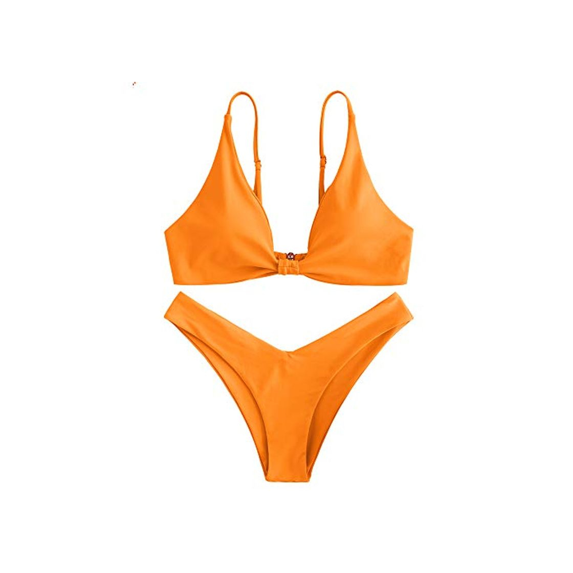 Social ZAFUL Conjunto de Bikini Push Up con Relleno Nudo Delantero Gancho Trasero