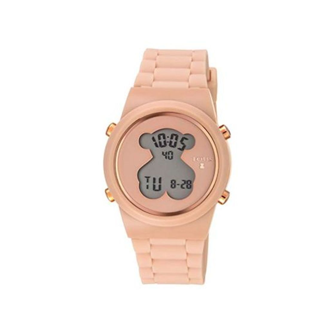 Social Reloj tous digital D-Bear de acero IP rosado con correa de Silicona
