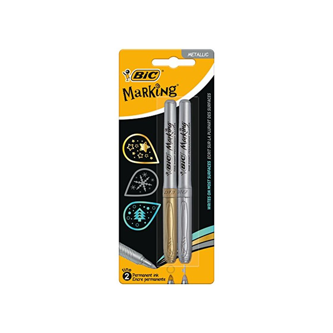 Social BIC Marking marcadores permanentes punta media Cónica – Oro y Plata