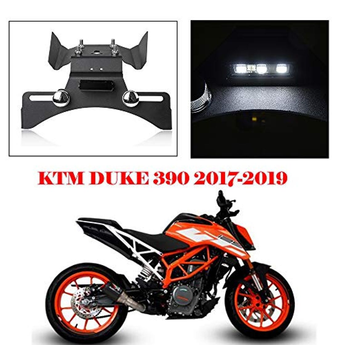 Duke390 Accesorios Tail Fender Eliminator Soporte de matrícula negro con luz LED