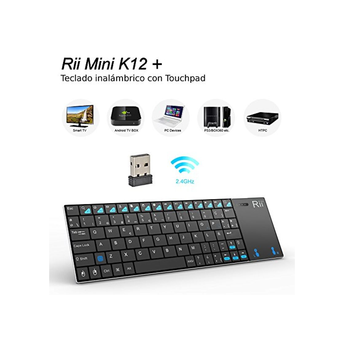 Electronic Rii K12 Mini - Teclado con touchpad