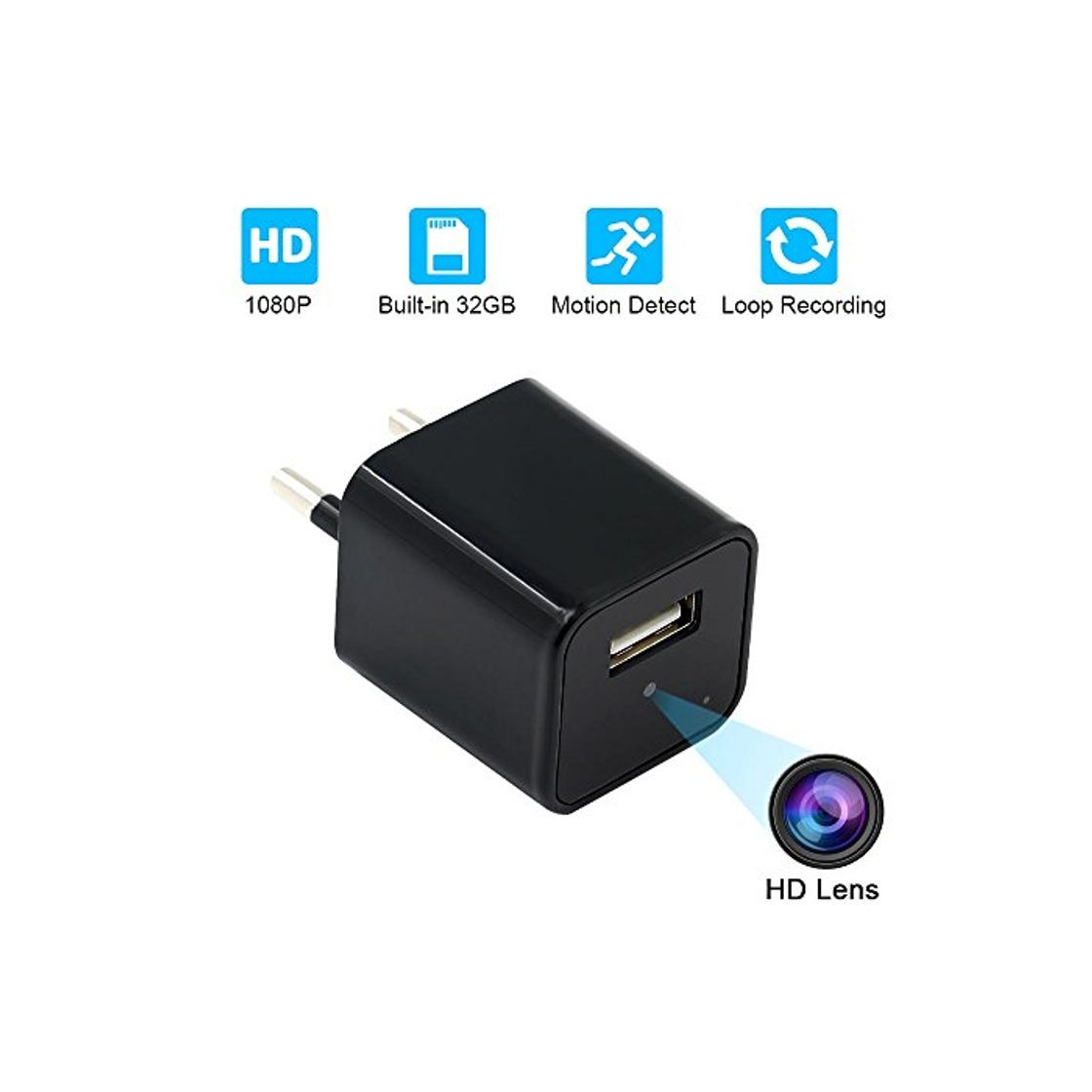 Productos USB Wall Charger Cámara Espía,UYIKOO HD 1080P Ocultos Cámara with 32GB Internal