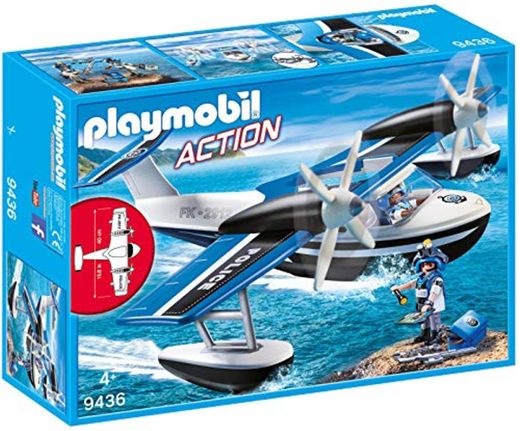 PLAYMOBIL- Hidroavión de Policía Juguete, Multicolor