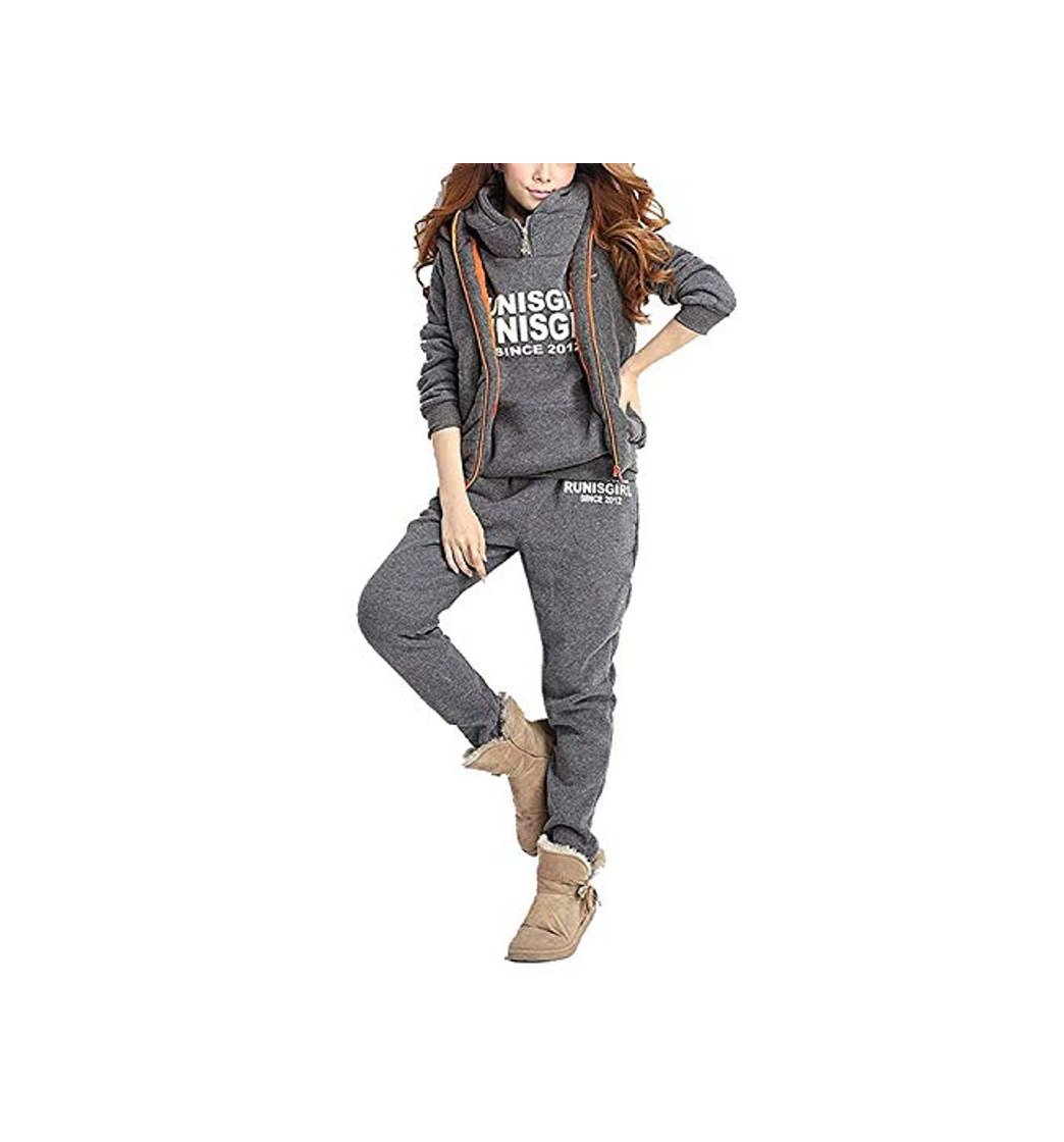 Social PIPIHU Mujer 3 Piezas Casual Ch¨¢ndal Conjuntos Deportivos Hoodie Abrigo Sudadera con