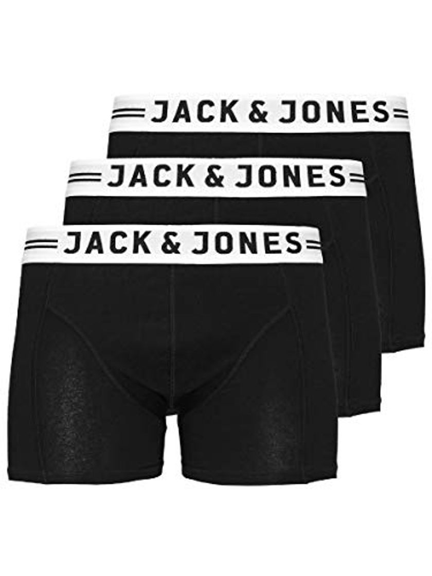 Moda JACK & JONES SENSE TRUNKS 3-PACK Bóxer, Negro, Small