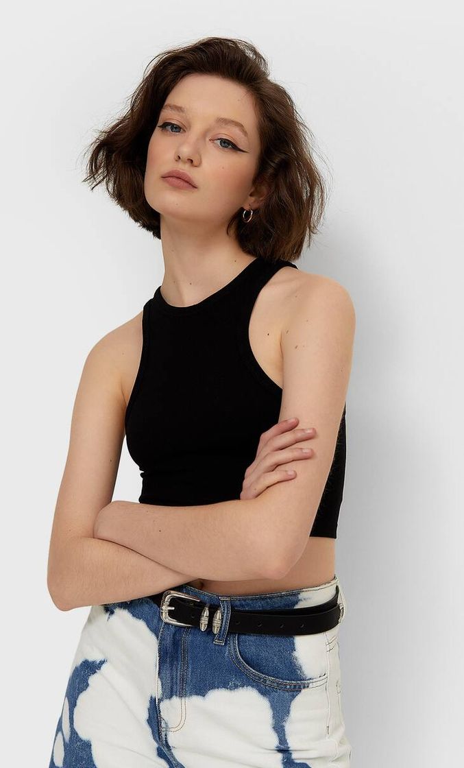 Top sem costuras com decote halter