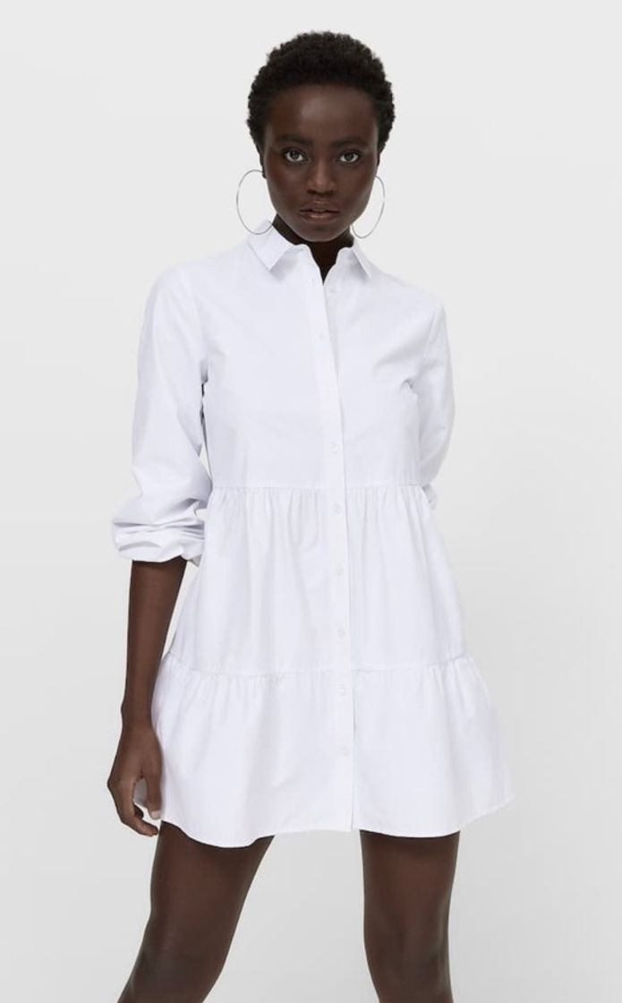 Vestido camiseiro de popelina