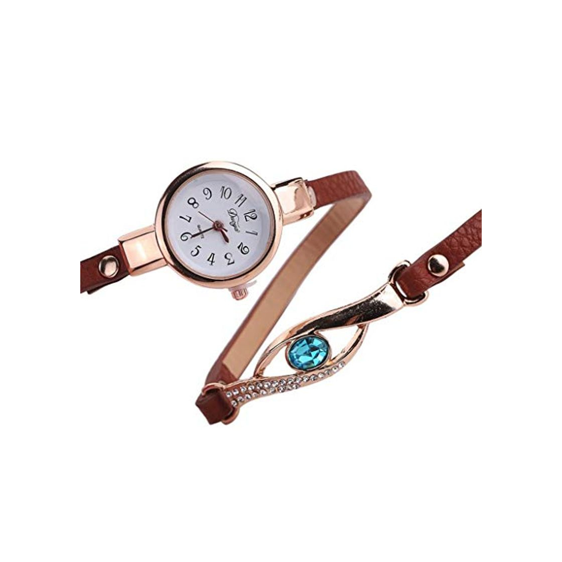 Social QFERW Reloj de Las señorasBrand Fashion Vintage Cow Leather Bracelet Watches Women