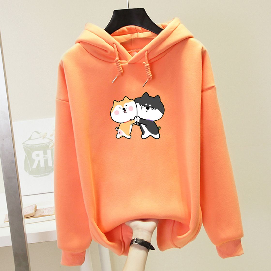 Fashion Sudaderas Mujer Women Harajuku Hoodies Cartoon Dog Shiba Inu Anime Printed Sweatshirt Sudadera Mujer Moletom Feminino Kawaii Pullover Top Blue L