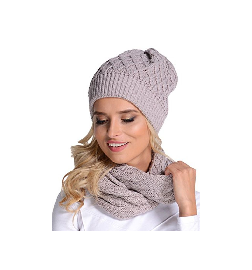 Social fil'loo CD-055 Conjunto De Gorro Y Bufanda De Tubo para Mujeres -