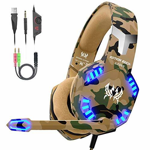 Electronic VersionTECH. Auriculares Gaming Cascos PS4 con Microfono, Diadema Ajustable, Bass OverEar 3,5mm