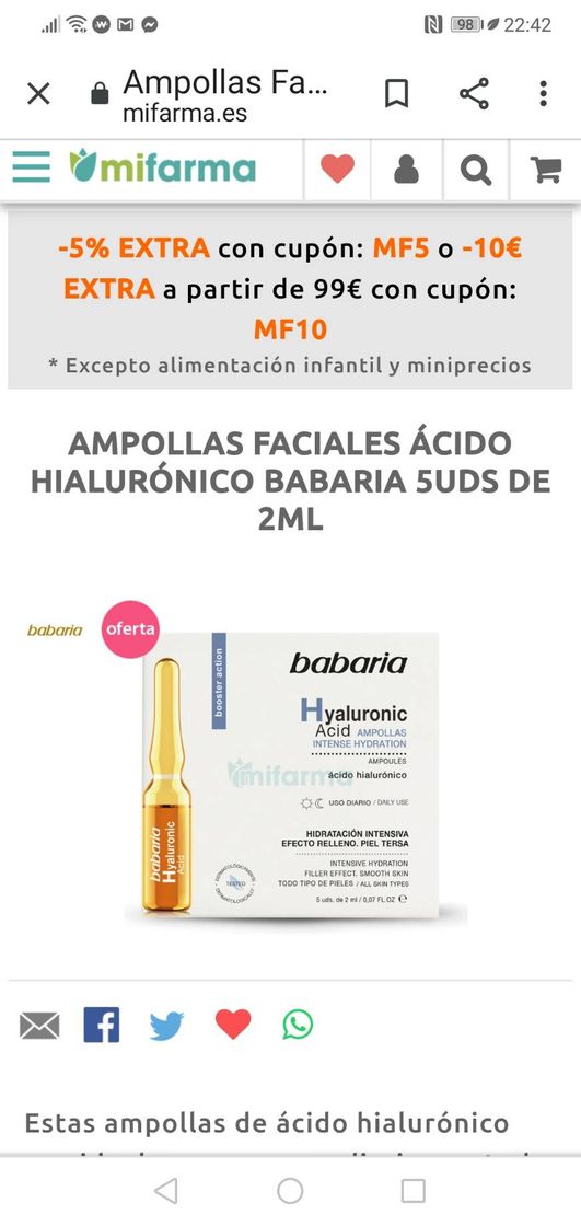 Fashion Ampollas acido hialuronico Babaria