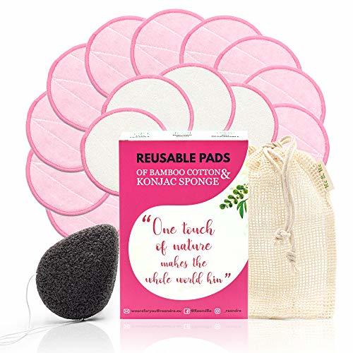 Belleza Reusable Makeup Remover Face Pads Make of Bamboo Cotton with Laundry Bag