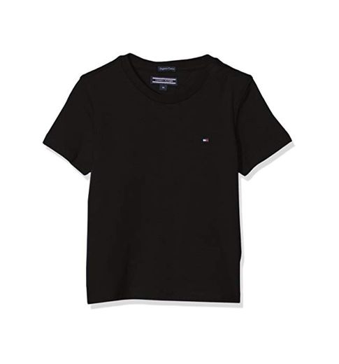 Tommy Hilfiger Boys Basic Cn Knit S/s Camiseta, Negro