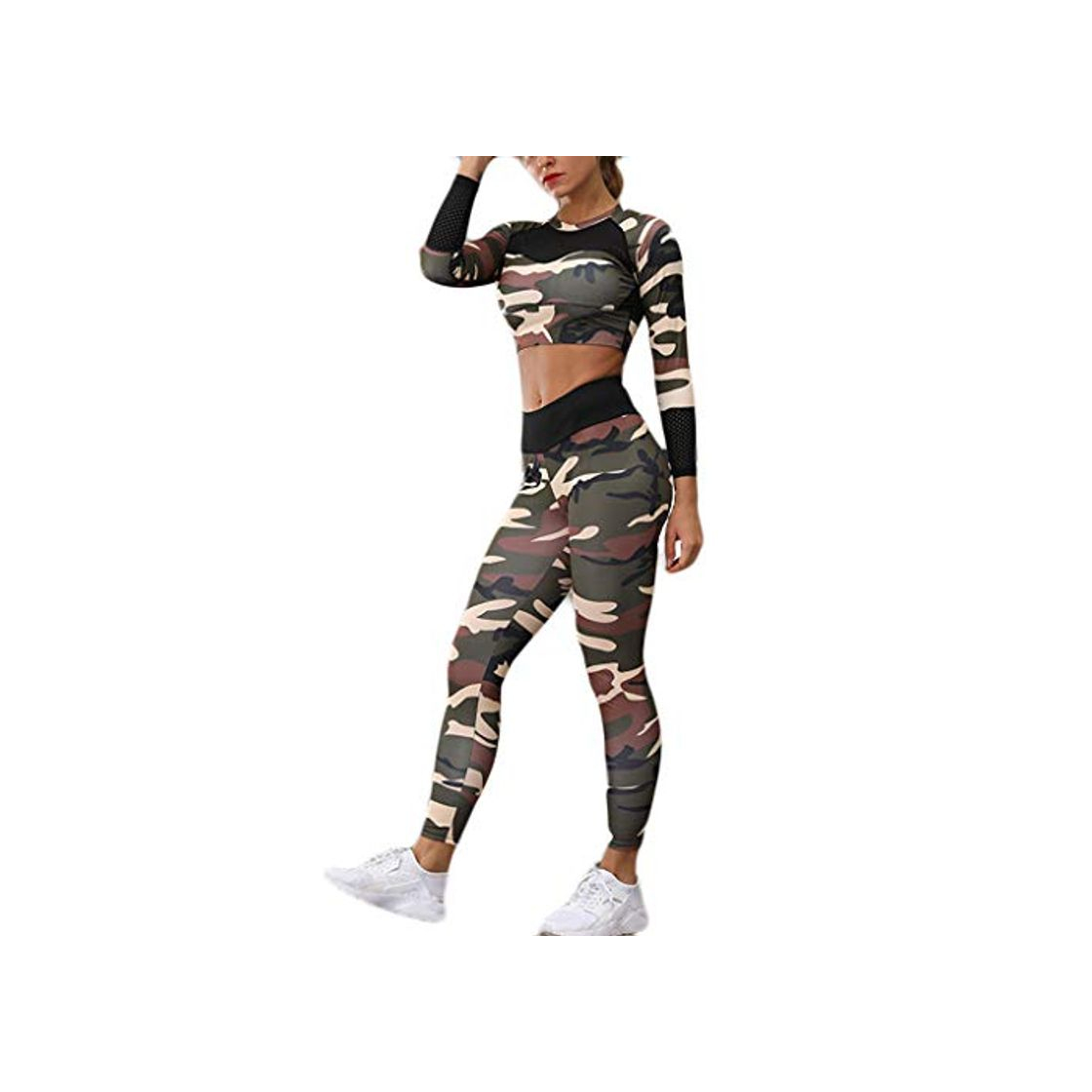 Product conjunto ropa deportiva mujer bohemio chic 2pc conjuntos de sujetador crop top pantalon leggings yoga chandal estampada flores monos jumpsuit sportwear para gym running pilates fitness camuflaje damas