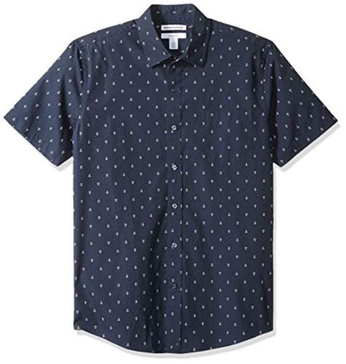 Amazon Essentials - Camisa de manga corta y corte entallado con estampado