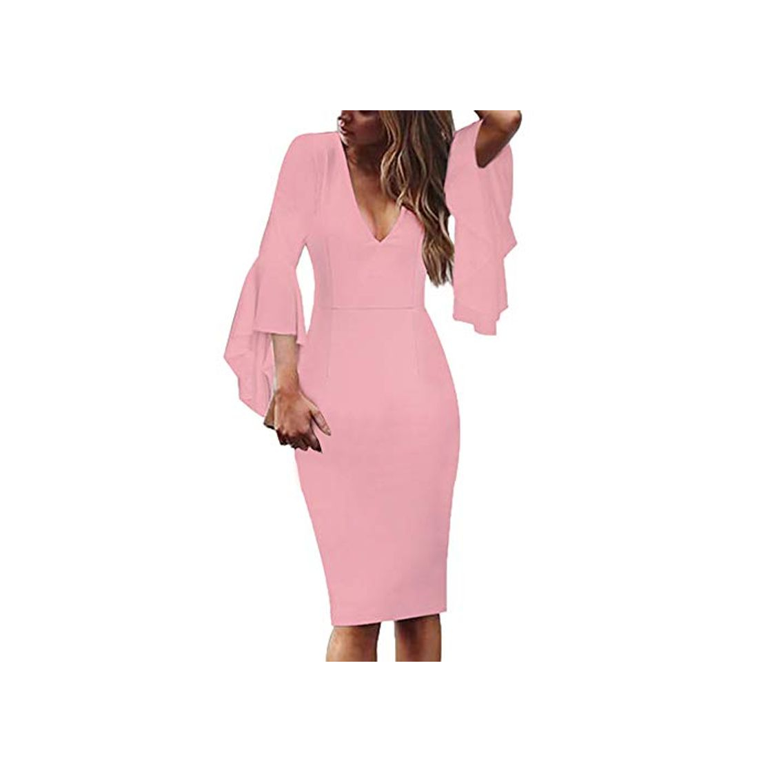 Producto beautyjourney Vestido de Trabajo Ajustado con Cuello en V para Mujer Vestido