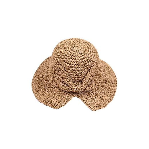 Sombrero para Sol para Mujer Sombrero para Sol de Verano Floppy Brim Wide Bowknot Sombrero de Paja Sombrero para Playa al Aire Libre Floppy Hat