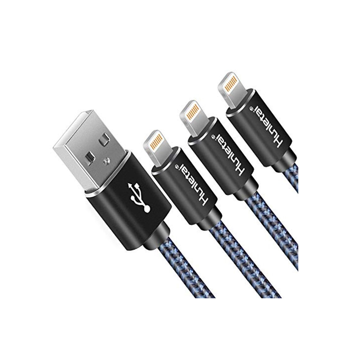 Social Hunletai Cable iPhone Cable Lightning [2M 3Pack] Trenzado de Nylon Cargador iPhone