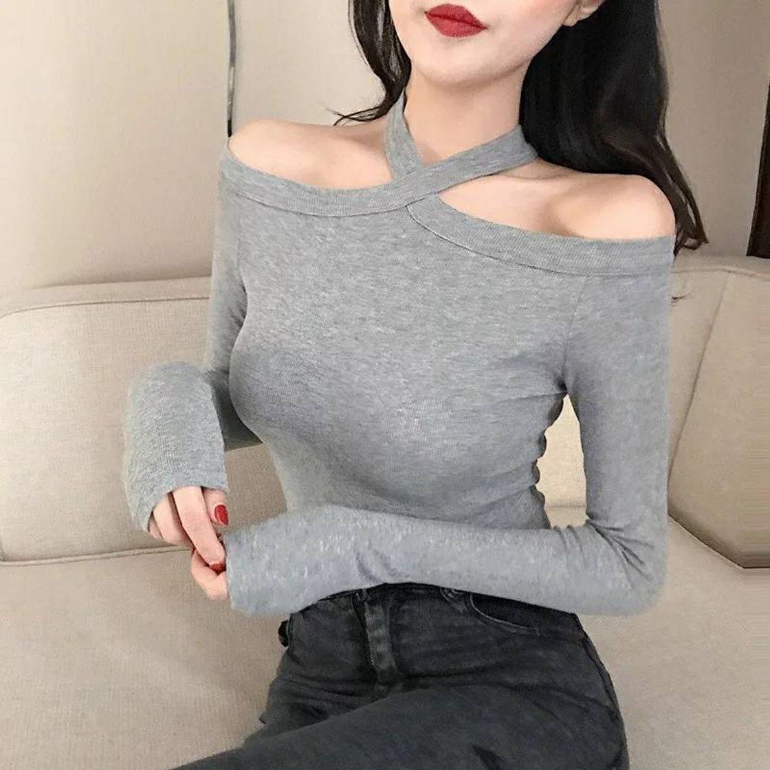 Social Camiseta manga larga sin hombros 