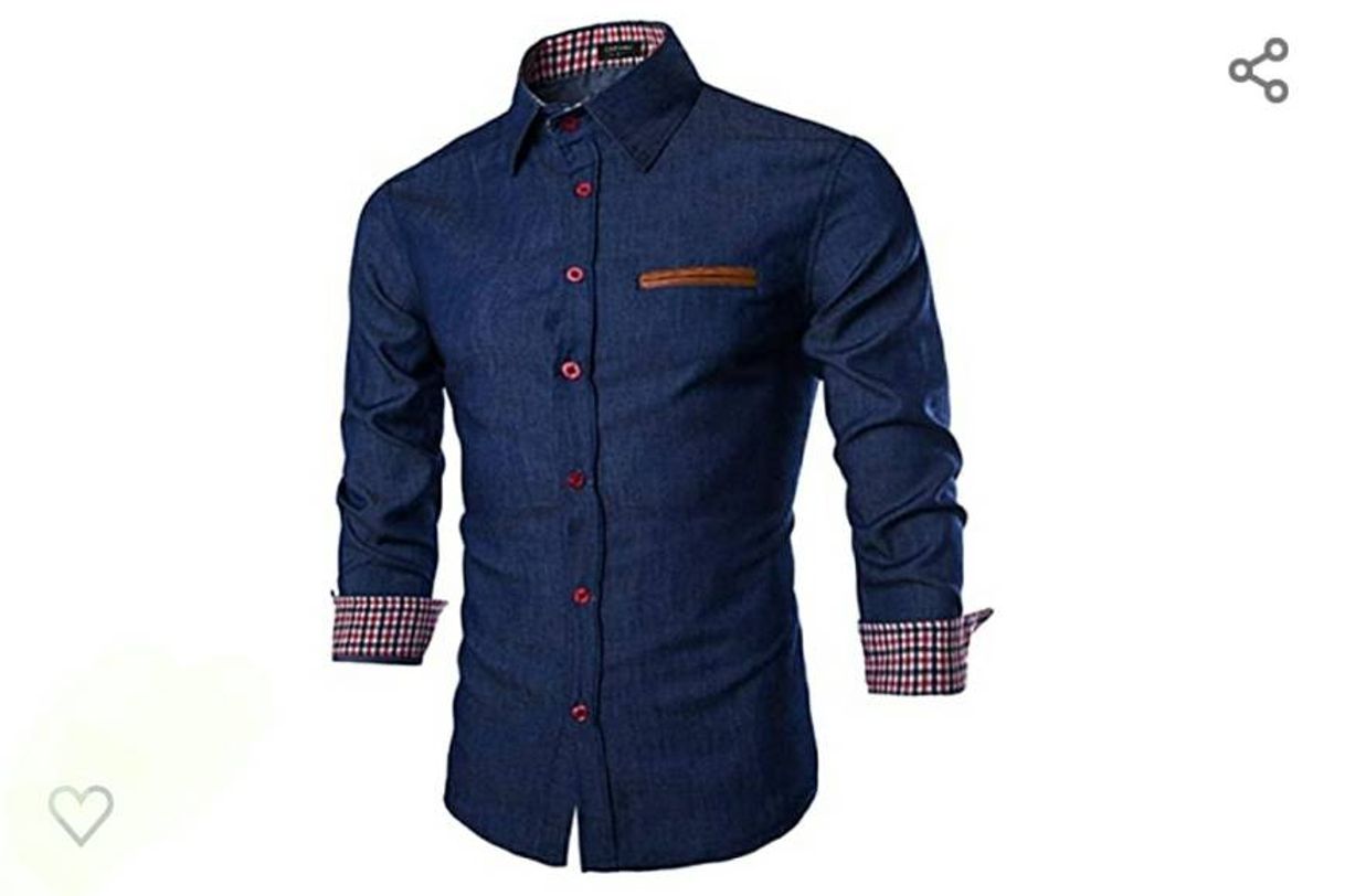 Moda Camisa de vestir casual con botones para hombre, manga larga