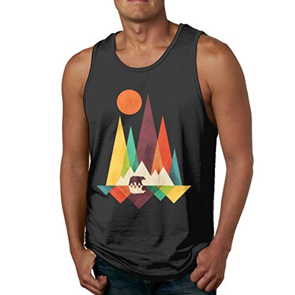 Product Cuteove Mountain-Bear Colorful Logo Men Tank Top Sleeveless Tees Sports T Shirt