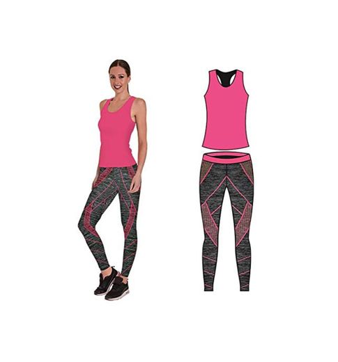 Bonjour - Conjunto de ropa deportiva para mujer, chaleco, top y leggings