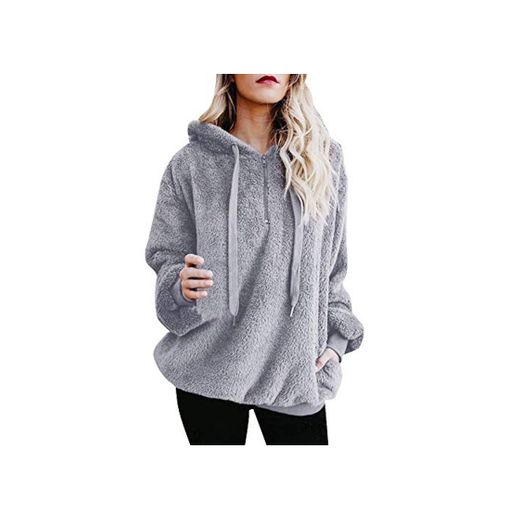 Mujer Sudadera Caliente y Esponjoso Tops Chaqueta Suéter Abrigo Jersey Mujer Otoño