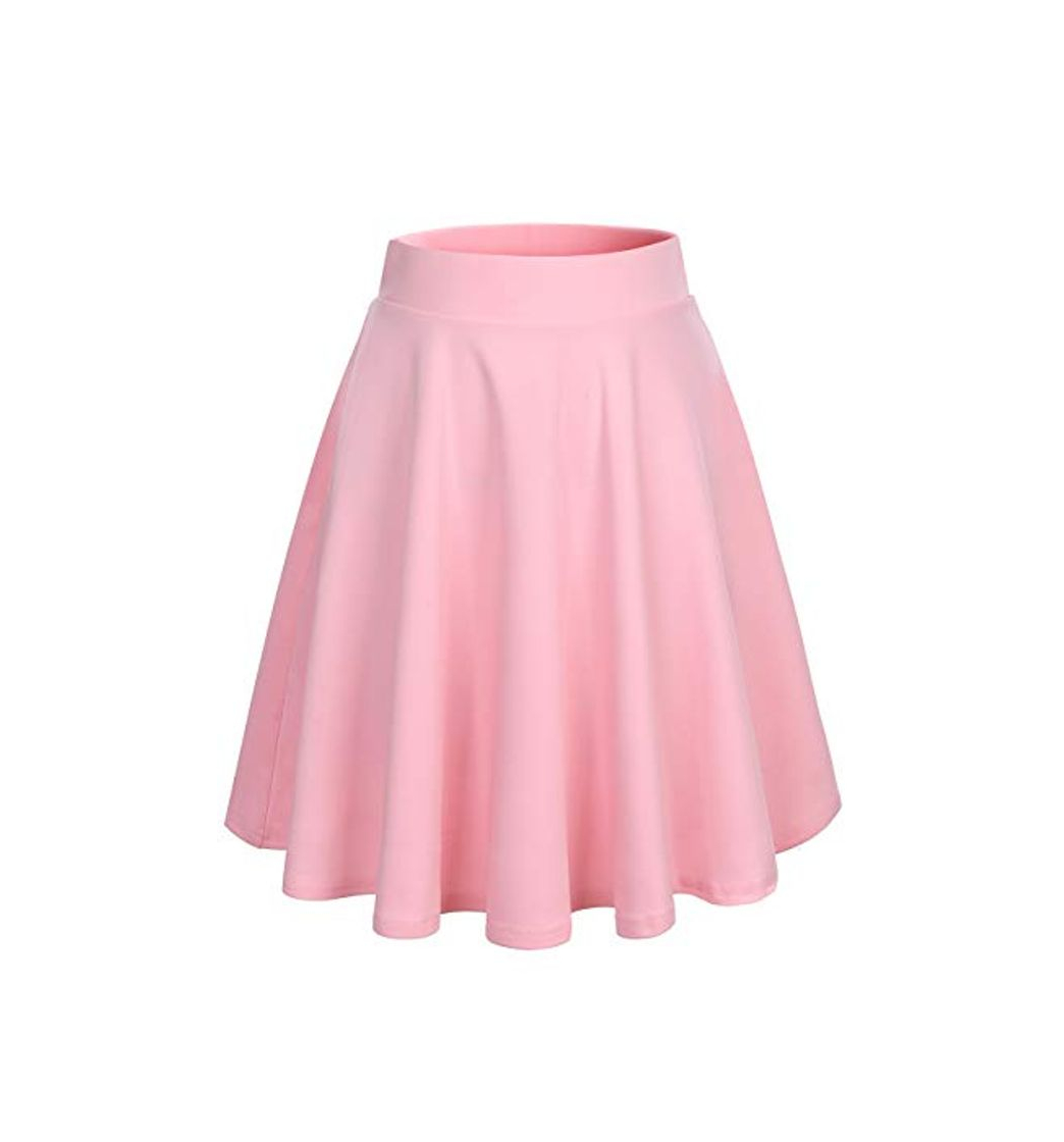 Product DRESSTELLS Falda Mujer Mini Corto Elástica Plisada Básica Multifuncional Pink