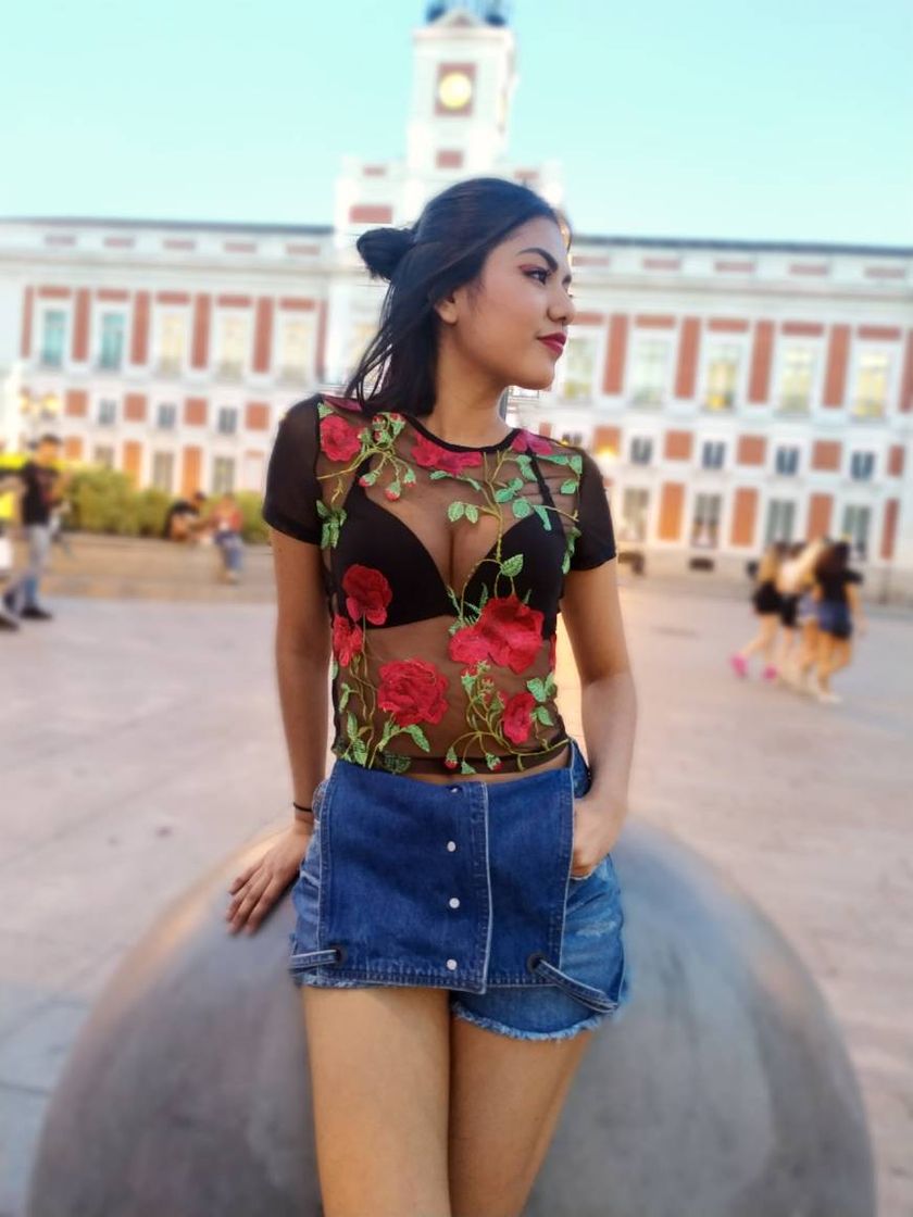 Moda Top fino transparente con estampado de Rosas 🌹