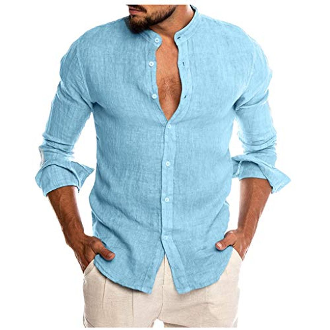 Lugar Sylar Camisas De Hombre Manga Larga Camisa Hombre Color Sólido con Cuello