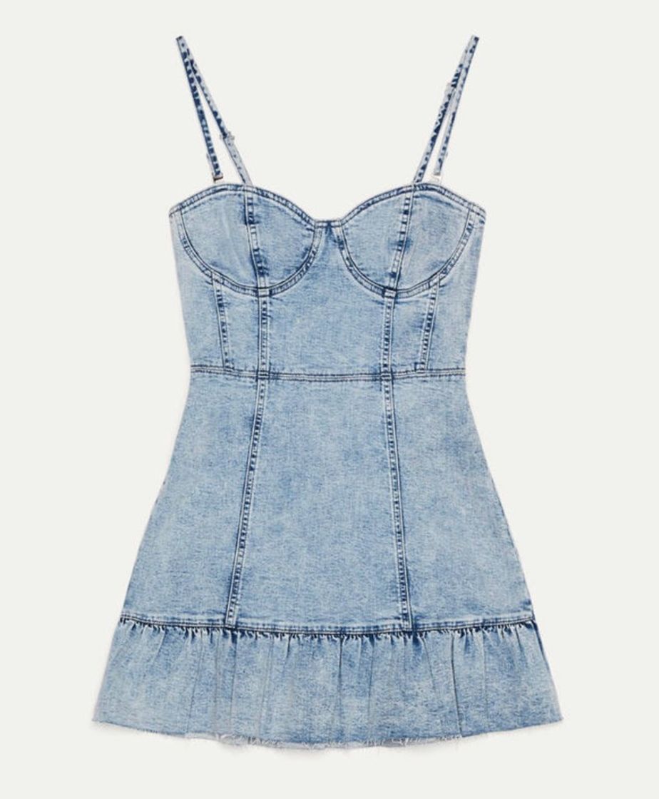 Product Vestido denim con volantes Bershka 