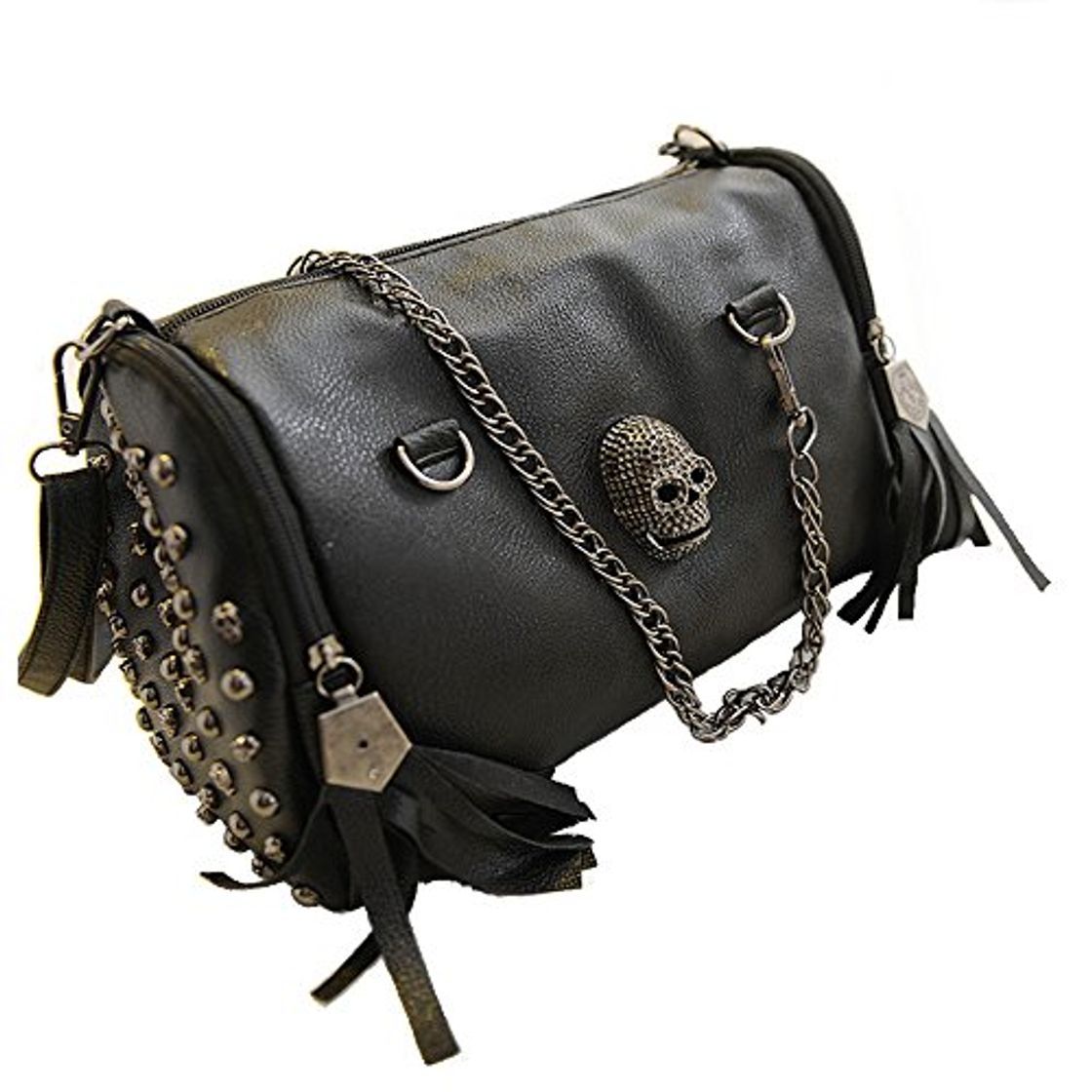 Fashion FiveloveTwo Punk Cráneo Mujer Cuero de PU Bolsos de Mano Diario Vida y Vacaciones Bolsos Bandolera Mochila Totes Para Shoppers y Bolsos de Hombro Carteras de mano y Clutches Negro