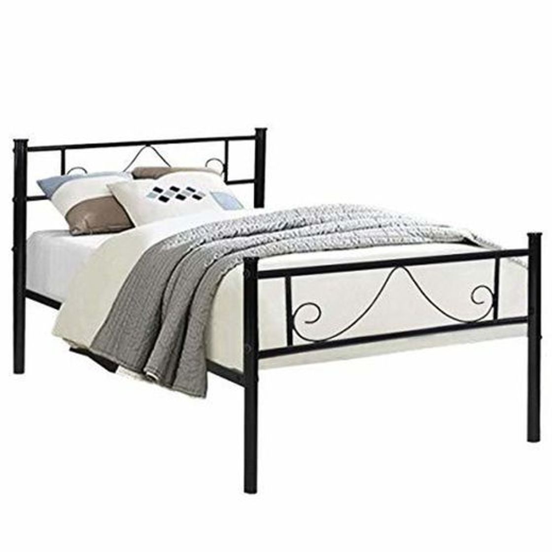 Social Aingoo Cama Estructura de Cama de Metal con Listones macizos para niños
