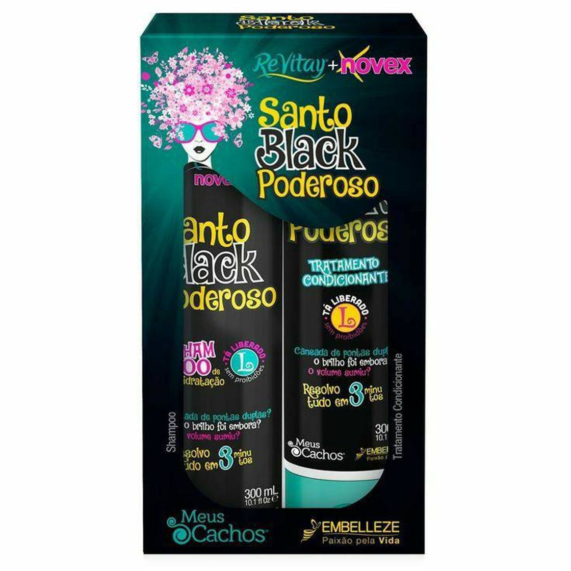 Fashion Kit Shampoo e Condicionador Novex Santo Black Poderoso 