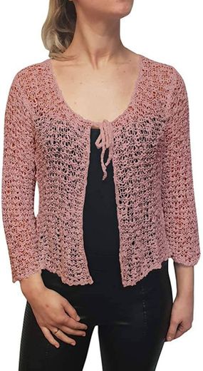 Mimosa Mujer Crochet Popcorn Bolero Liso de Encaje Elastico 