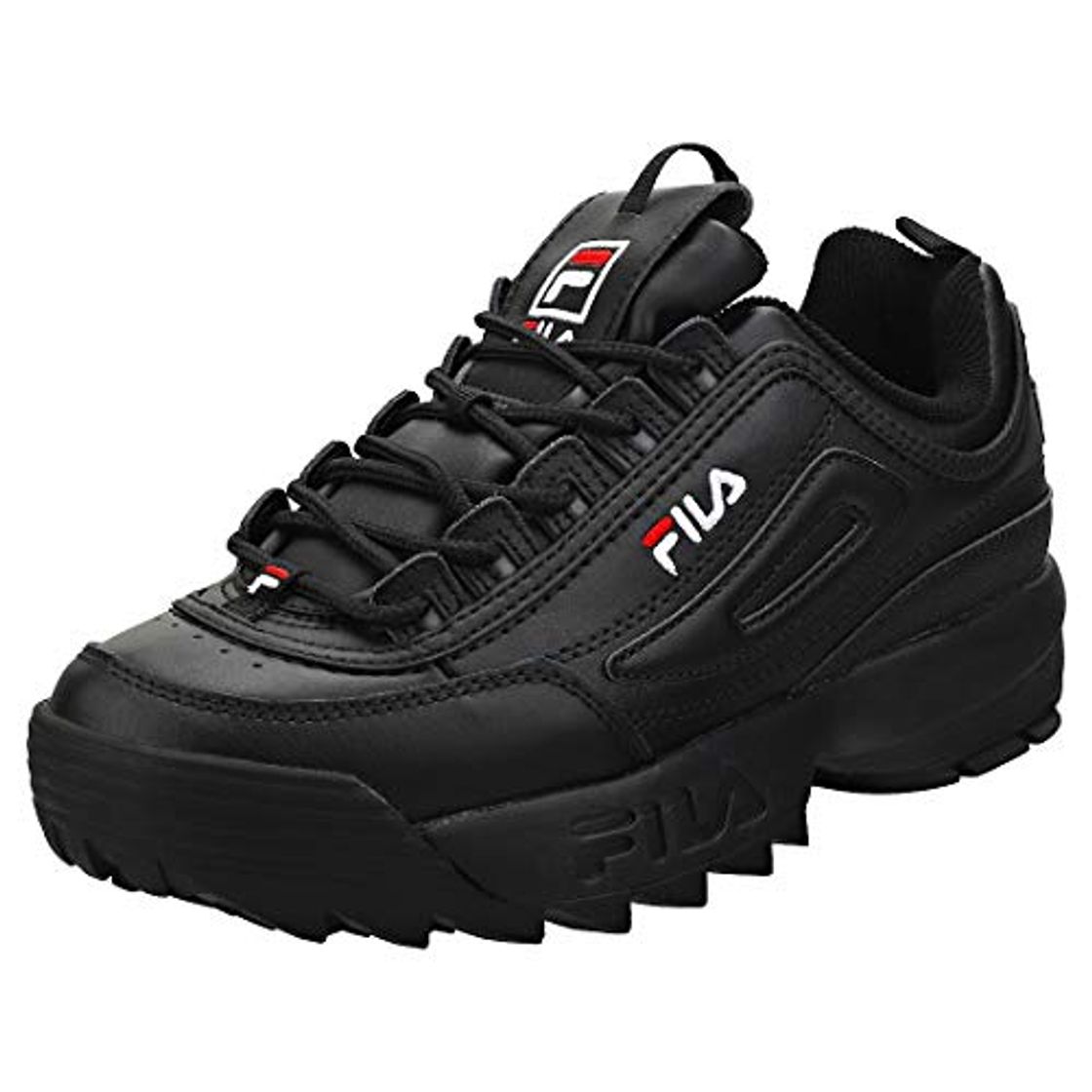 Fashion Fila Disruptor II Premium Mujer Negro/Blanco/Fila Rojo Zapatillas-UK 4