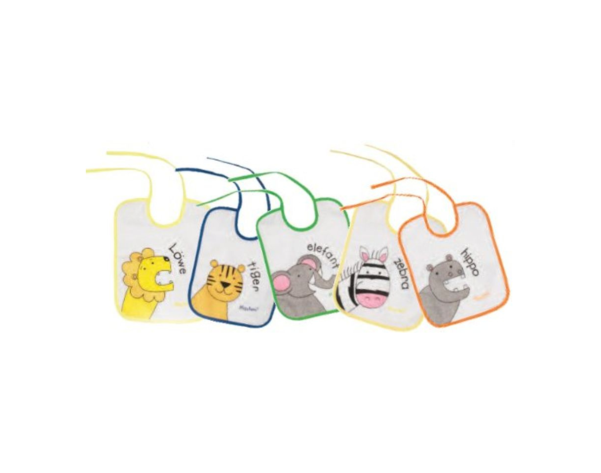 Producto Playshoes 507145 - Pack de 5 baberos con imágenes divertidas de animales