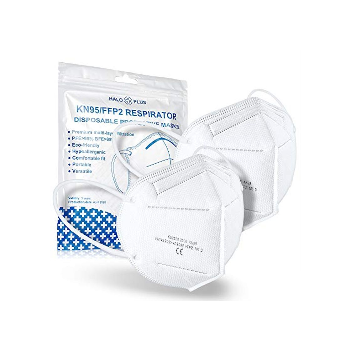 Social NUÜR Mascarilla de Filtración KN95/FFP2 de 5 Capas, con Orejeras, Diseño Cómodo,