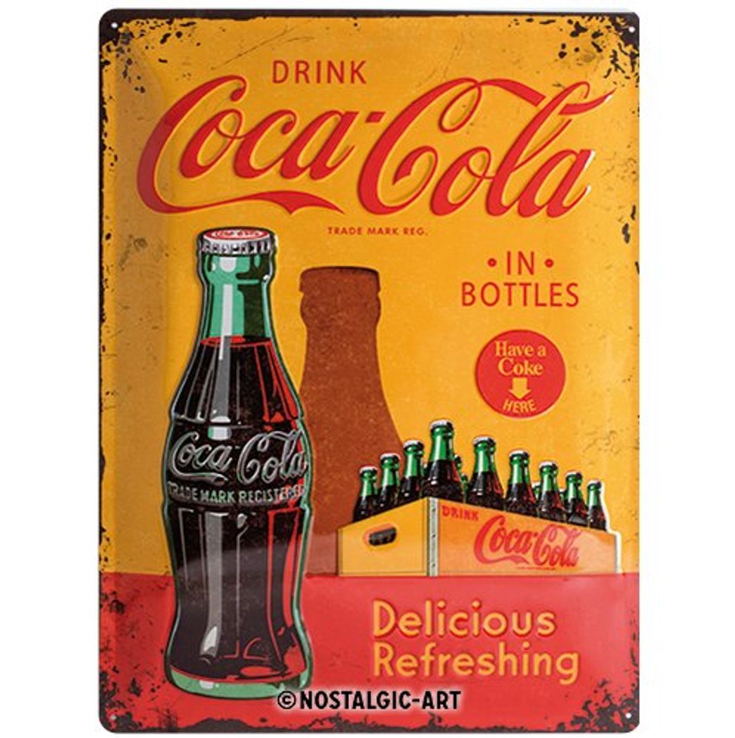 Product Nostalgic-Art Coca Cola In Bottles Yellow Placa Decorativa