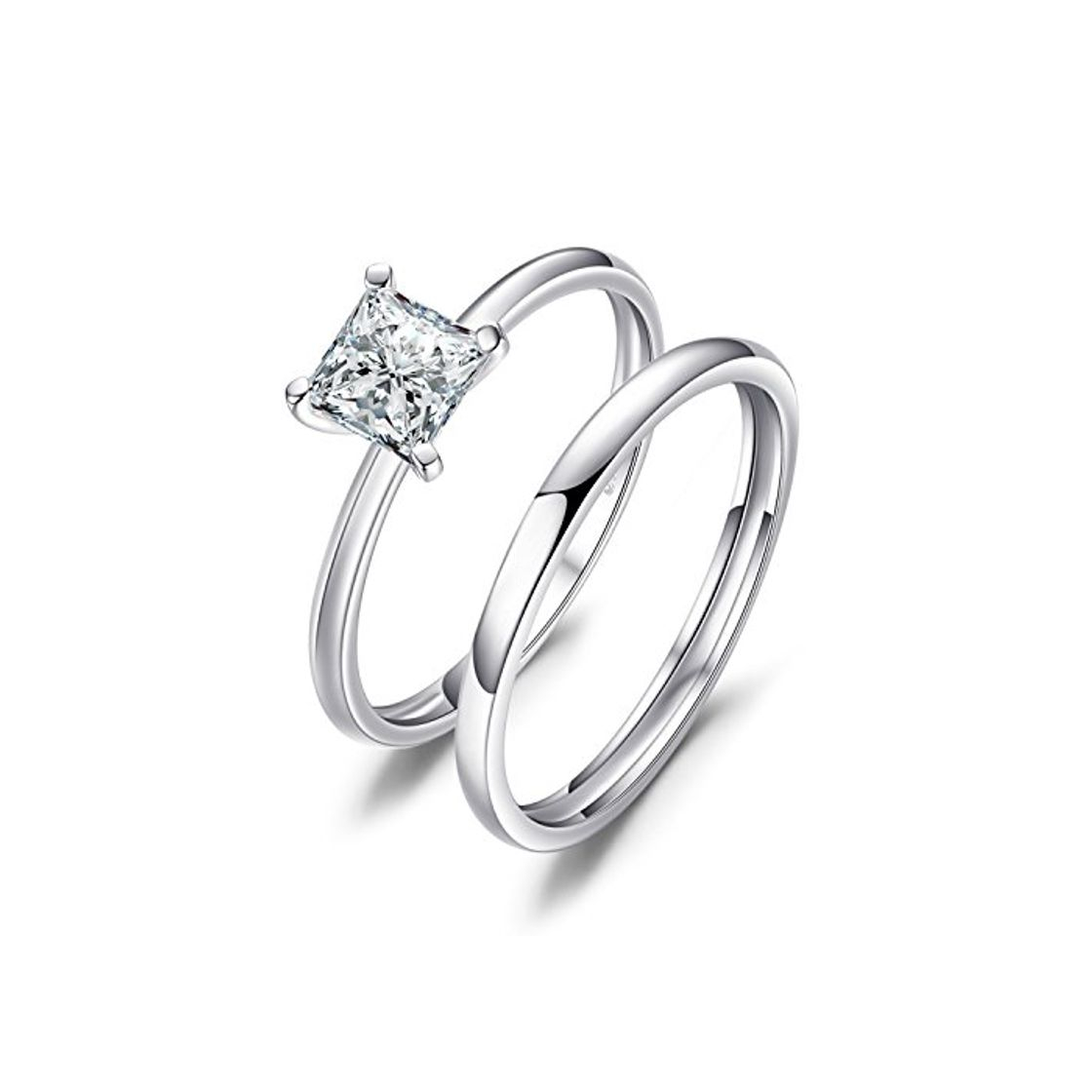 Social JewelryPalace Anillos de Compromiso Solitario Alianzas de boda Para mujeres Promesa Aniversario Conjuntos de novia Princesa Zirconia cúbica Plata de ley 925 Tamaño 14