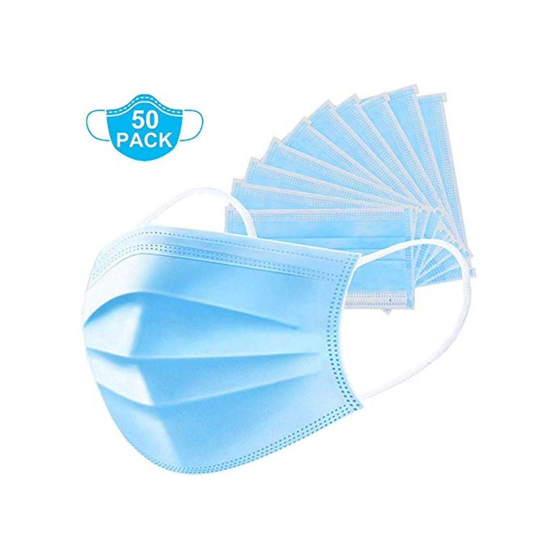 Social Desechable Tejido no Tejido Antibacteriana de 3 Capas 50 Piezas