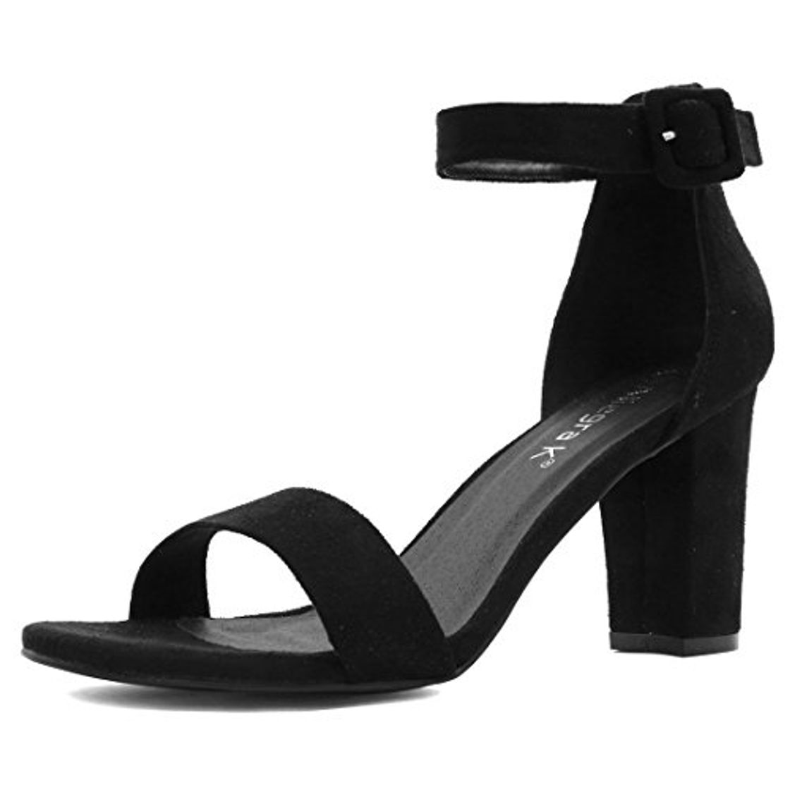 Social Allegra K Sandalias De Tacón Alto para Mujer Zapatilla con Punta Abierta Correa De Tobillo Negro 39 EU
