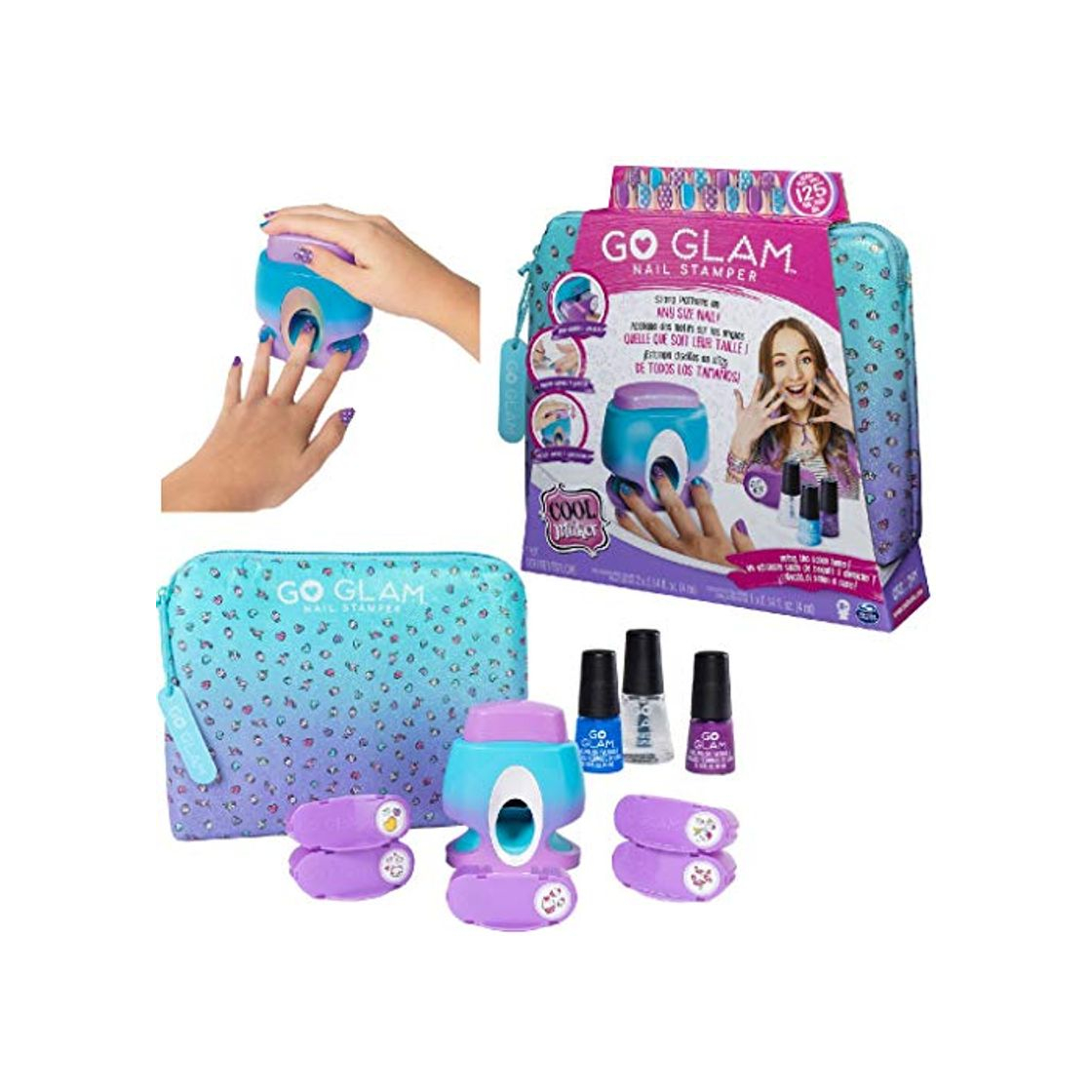 Social Spin Master- Cool Maker GoGlam Nail Studio GO Glam-Sello, diseño 5 Patrones