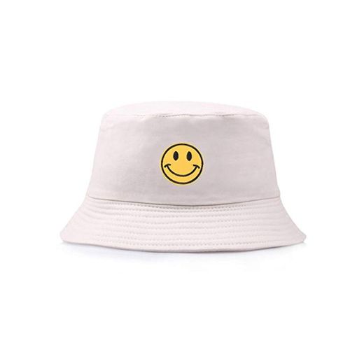 QIANWEIXI Gorros De Pescador Hombre Yellow Smiley Bucket Hat Happy Face Gorras