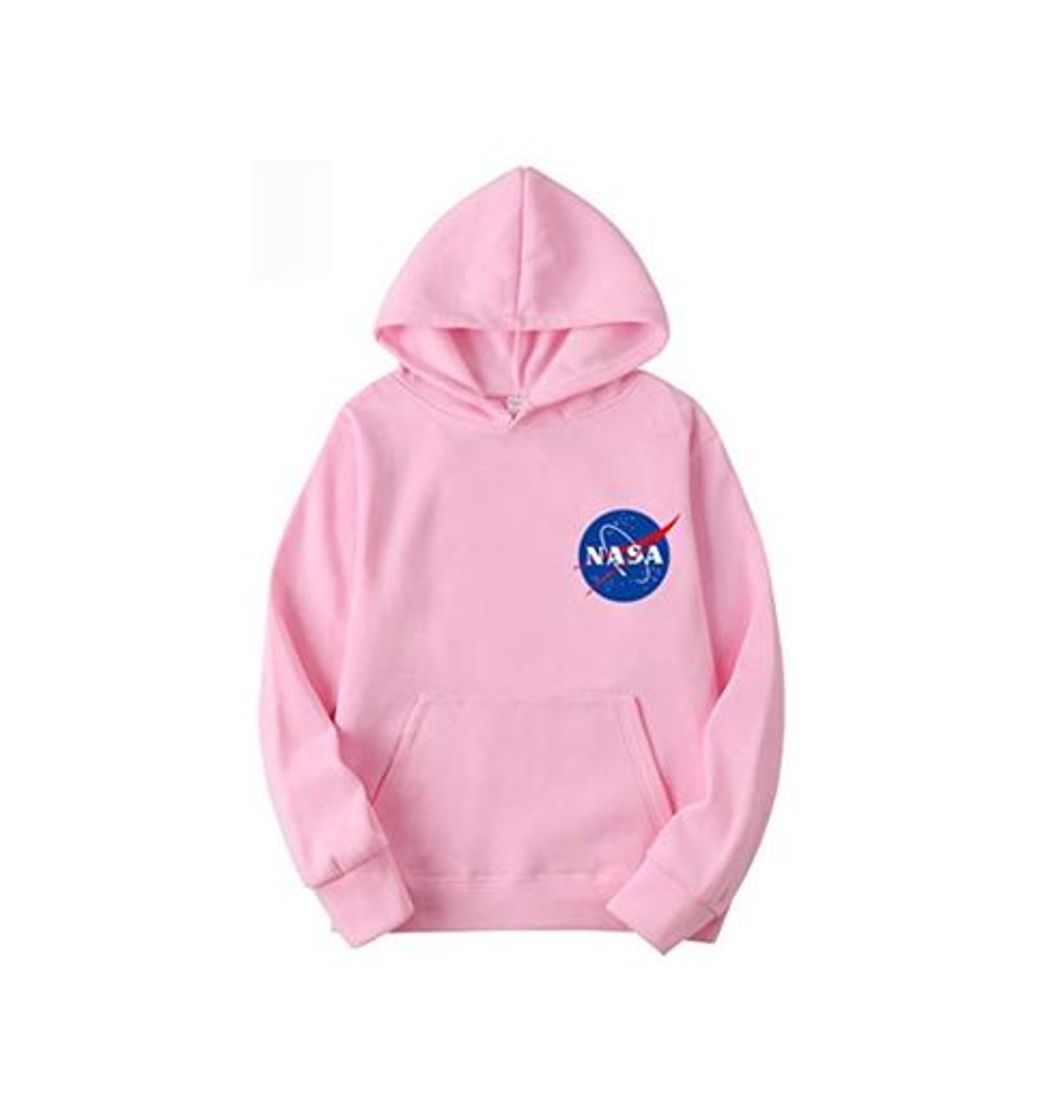 Social OLIPHEE Sudaderas con Capucha Color Sólido con Logo de NASA para Fanáticos