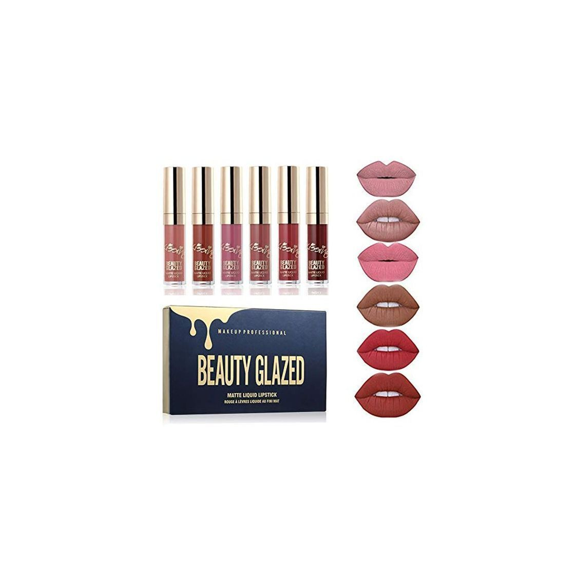 Social Beauty Sexy 6PCS/brillo de labios mate Sexy líquido Lipstick impermeable larga duración
