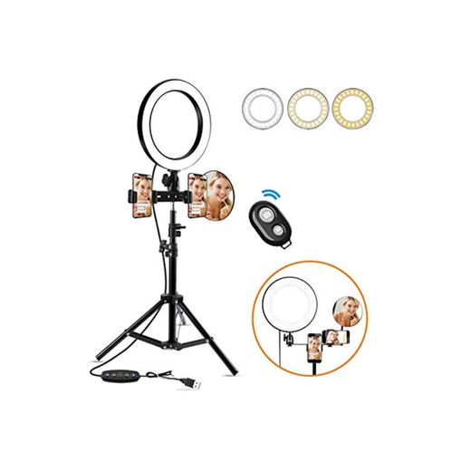 Anillo de Luz led,10" Ring Light 3200-6500K Temperatura de Color, Brillo Regulable