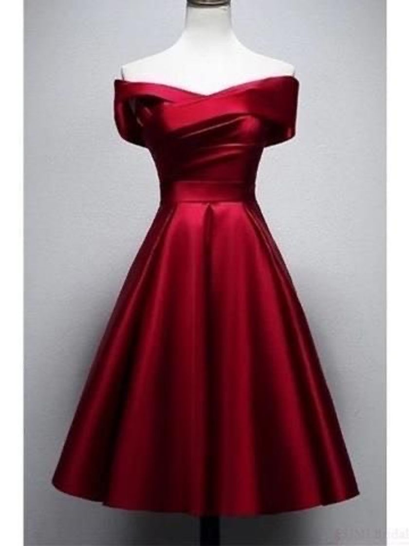 Fashion vintage burgundy knee length satin homecoming dress 